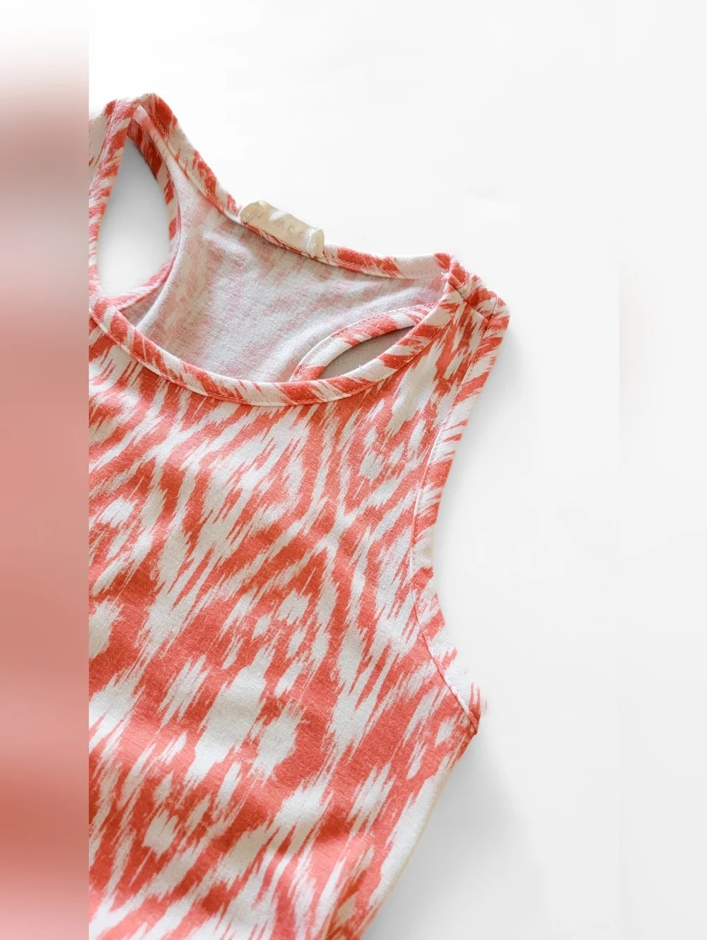 btween Coral and White Printed Camisole with Crochet Fringe Kids Size 14/16